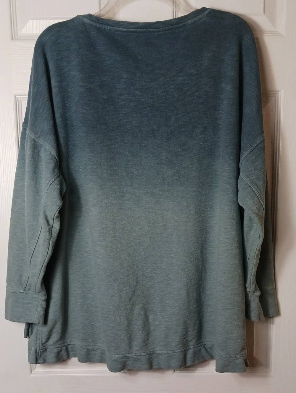 J Jill Fit Relaxed High Low Top Blue Ombre Oversized Long Sleeve Size XL Petite - Picture 3 of 8